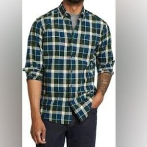Eddie Bauer Peacock Blue Green Plaid Field Flannel Button Down Shirt Sz XXL NEW